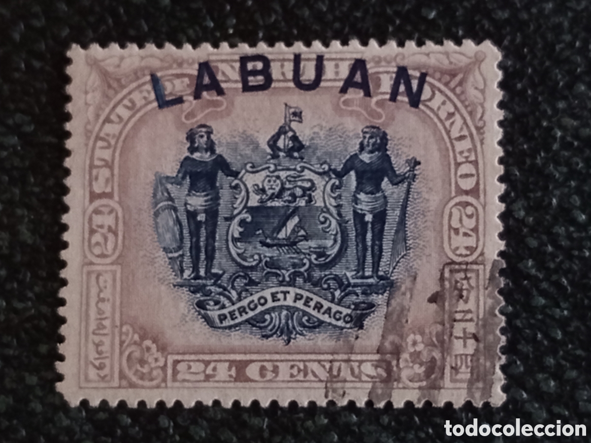 Sellos: Sello Labuan 1894 Escudo Armas 24c Usado Sobreimpreso - Cat&aacute;logo Michel N&ordm; 47