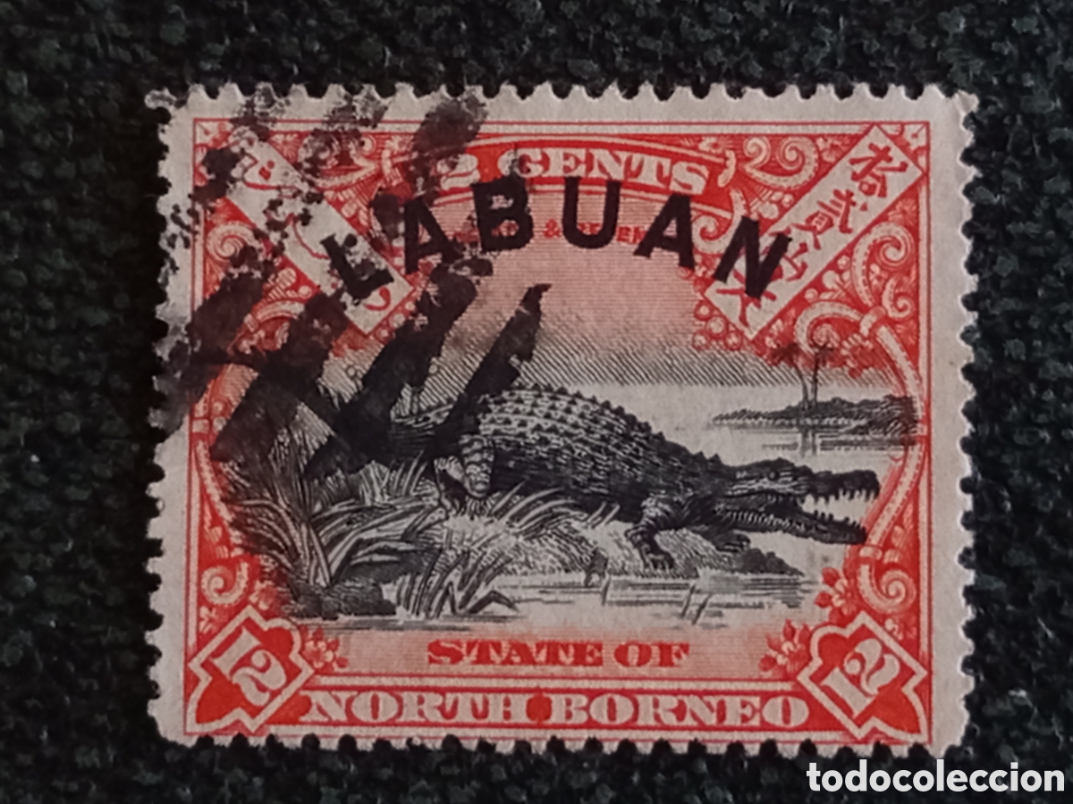 Sellos: Sello Labuan 1894 Cocodrilo 12c Usado Sobreimpreso - Cat&aacute;logo Michel N&ordm; 44