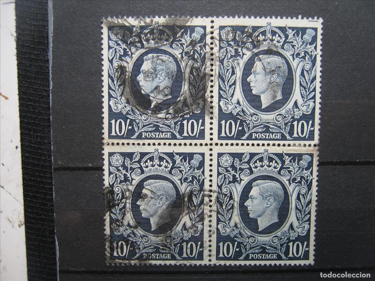 Sellos: GRAN BRETA&Ntilde;A 1939 YVERT 226 VALOR CLAVE USADO BLOQUE DE 4 VALOR 120&euro;!!!