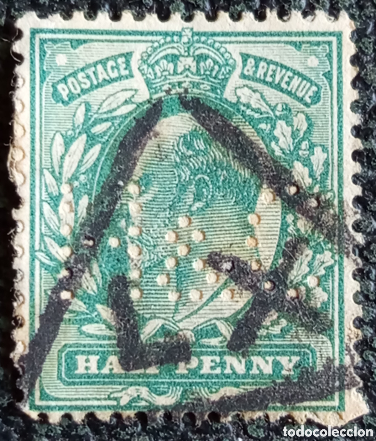 Sellos: Gran Breta&ntilde;a 1900 Reina Victoria Medio Penique Verde Usado (Cat&aacute;logo Scott #125 / Yvert #100)