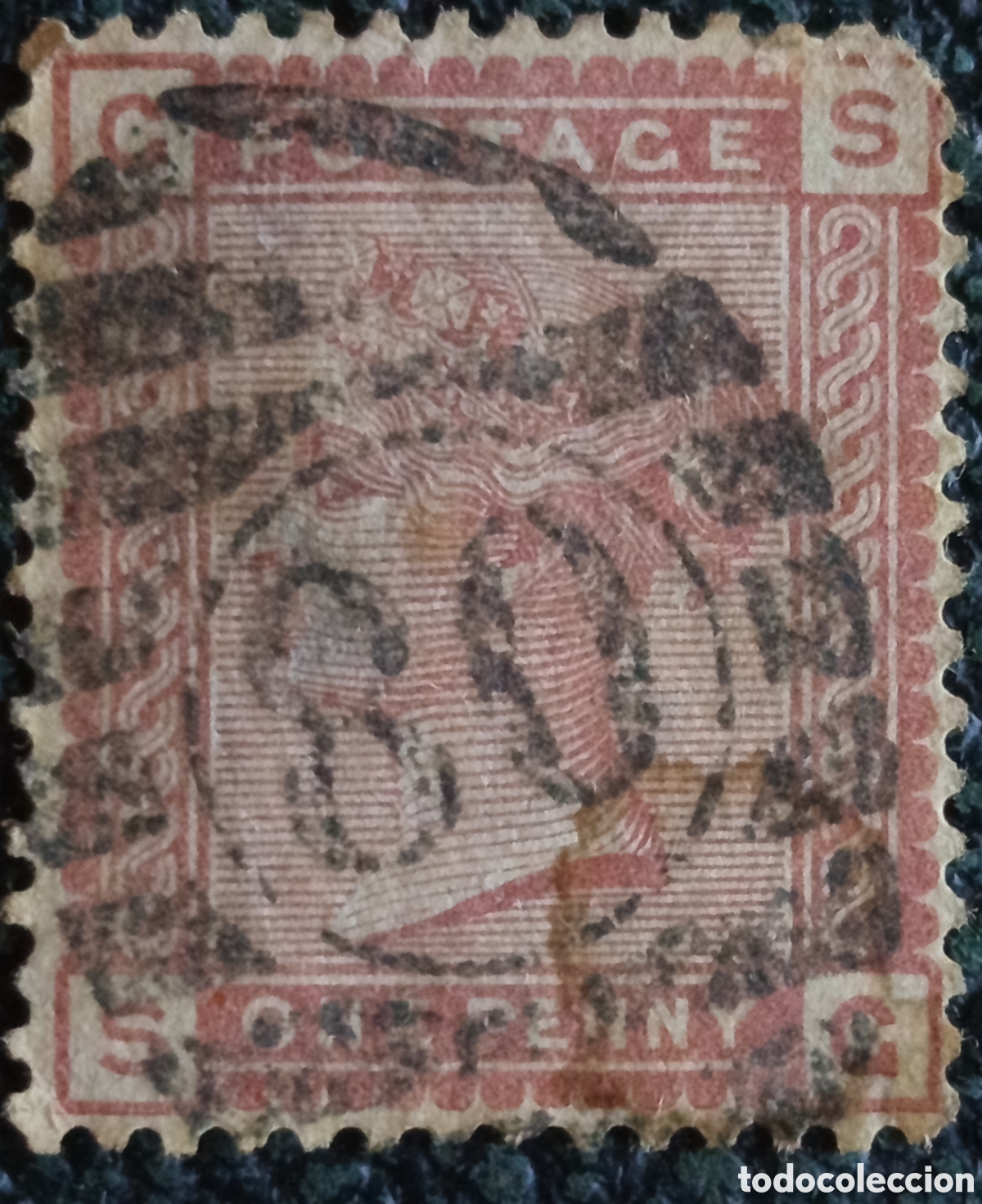 Sellos: Gran Breta&ntilde;a 1864 Reina Victoria 1 Penique Rojo Usado (Cat&aacute;logo Scott #33 / Yvert #33 / Letras C-S)