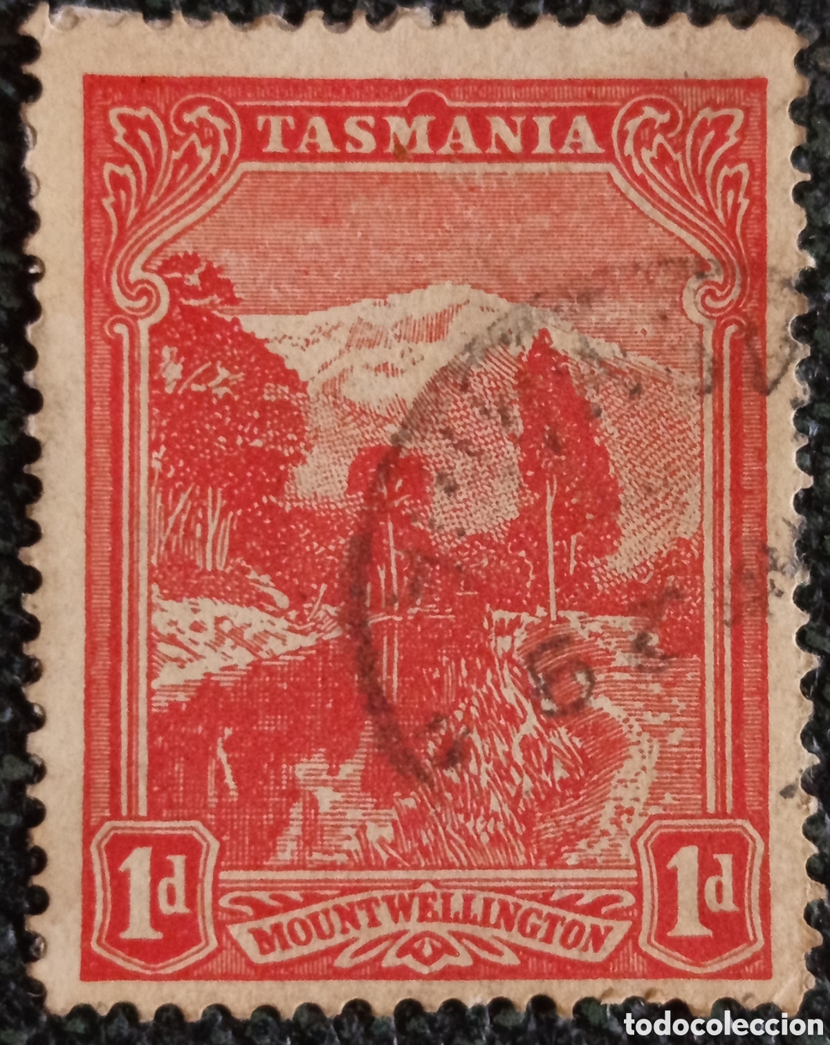 Sellos: Sello Tasmania 1899 Mount Wellington 1d Usado (Scott #87 / Stanley Gibbons #230)