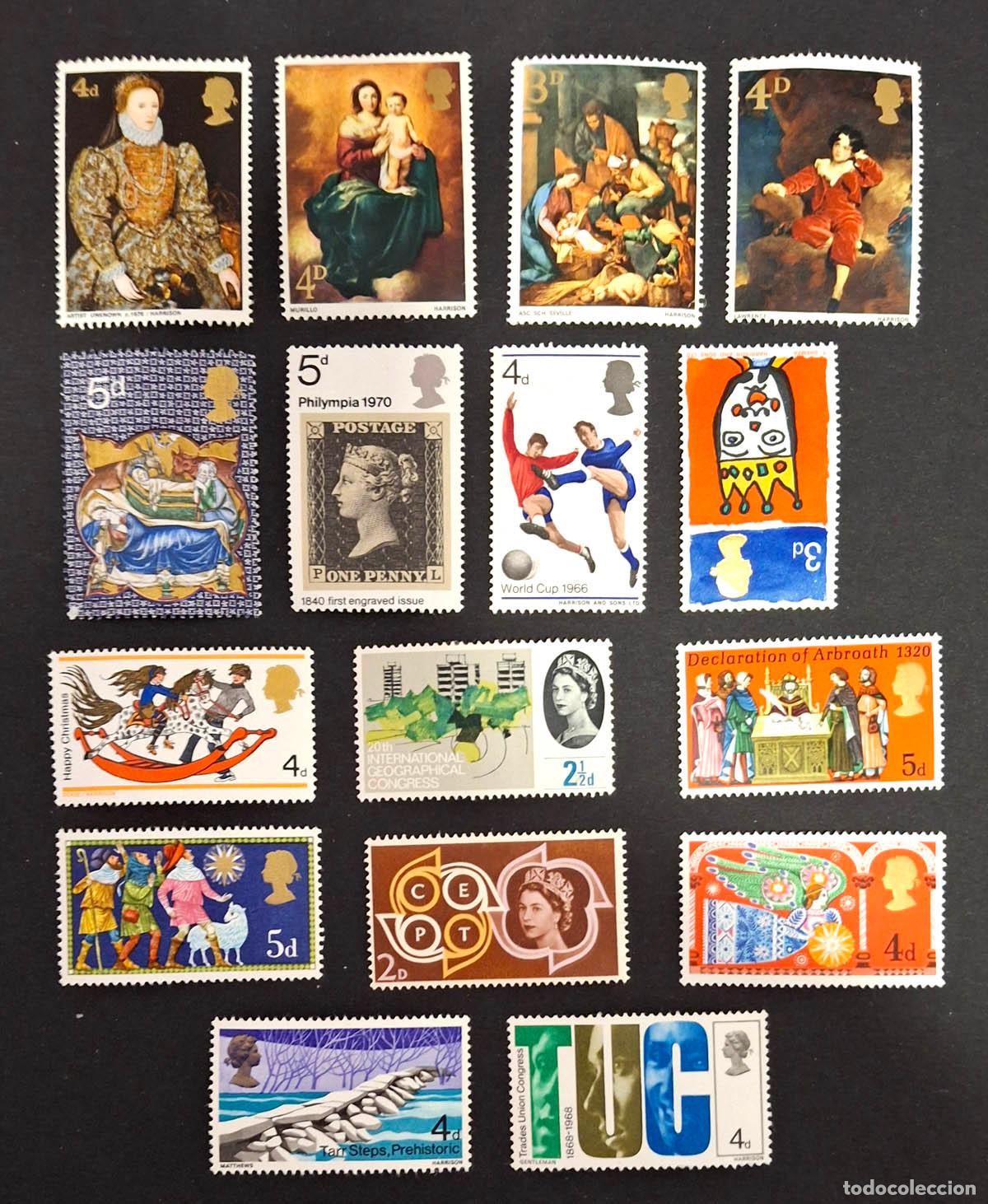 Sellos: 16 sellos de Reino Unido nuevos NMH **