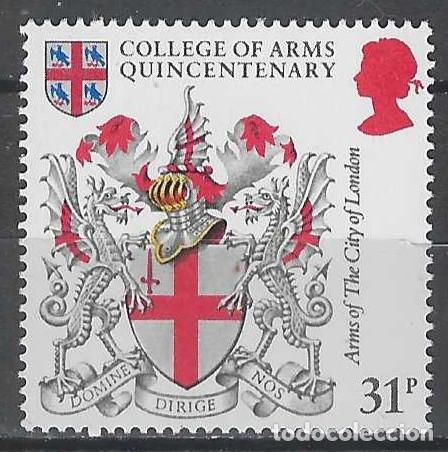 Sellos: GRAN BRETA&Ntilde;A 1984 - HER&Aacute;LDICA, 5&ordm; CENT. DEL REAL COLEGIO DE ARMAS, CIUDAD DE LONDRES - MNH**