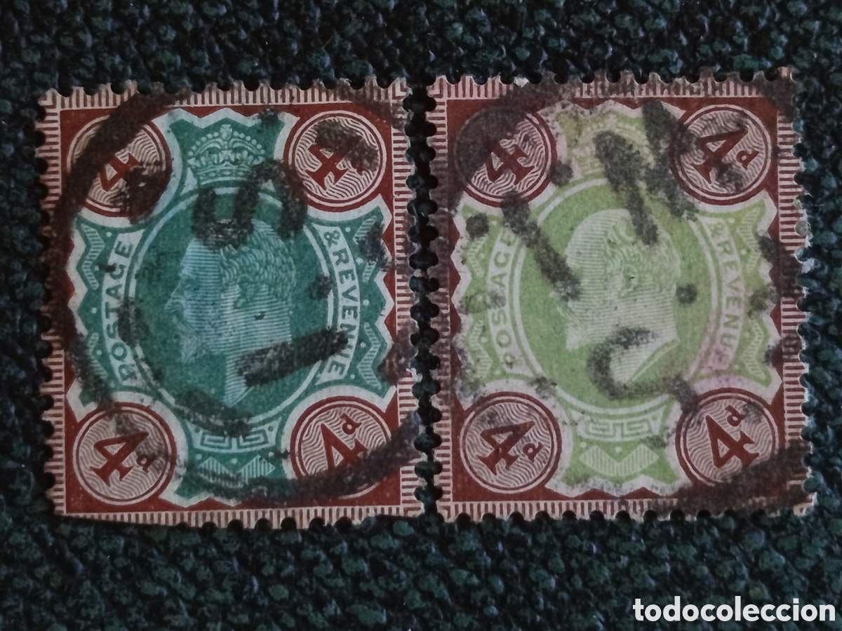 Sellos: Sellos Gran Breta&ntilde;a Eduardo VII 4d Diferentes Tonos 1902/04 Usados - Cat. SG236/38