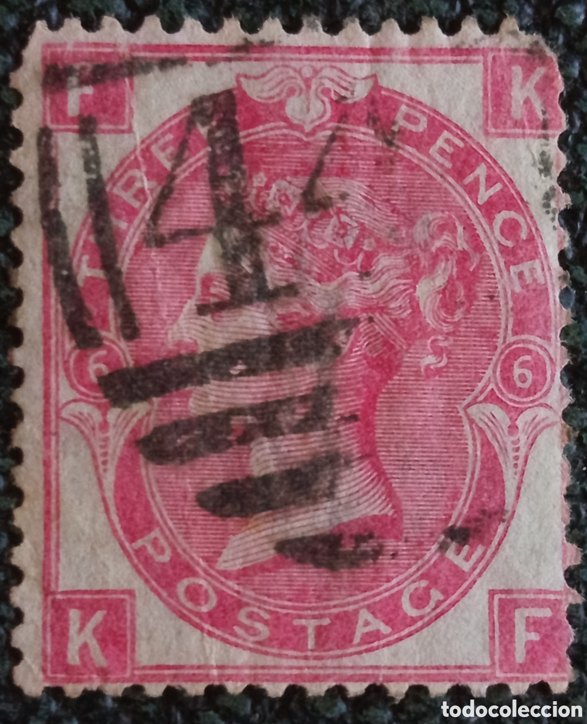 Sellos: Sello Gran Breta&ntilde;a 1867 Reina Victoria 3d Rosa Placa 6 Usado - Cat&aacute;logo SG #103