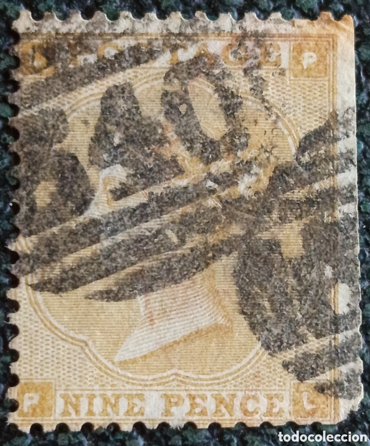 Sellos: Gran Breta&ntilde;a 1865 Reina Victoria 9d Straw SG 90 Usado - Letras PL