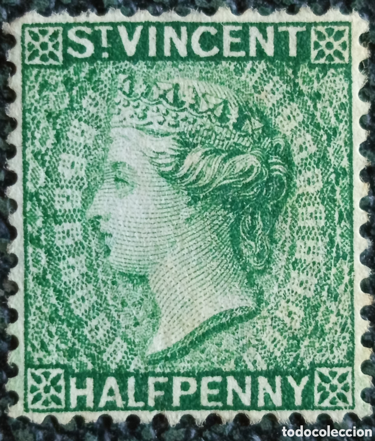 Sellos: St Vincent QV 1885 &frac12;d Green SG 47 Crown CA Classic Victorian MH