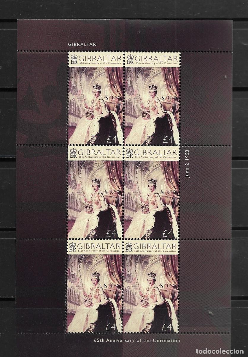 Sellos: GIBRALTAR 2018, Mi.1856 - 65&ordm; ANIVERSARIO CORONACI&Oacute;N REINA ISABEL - HOJA DE 6 VALORES. MNH.