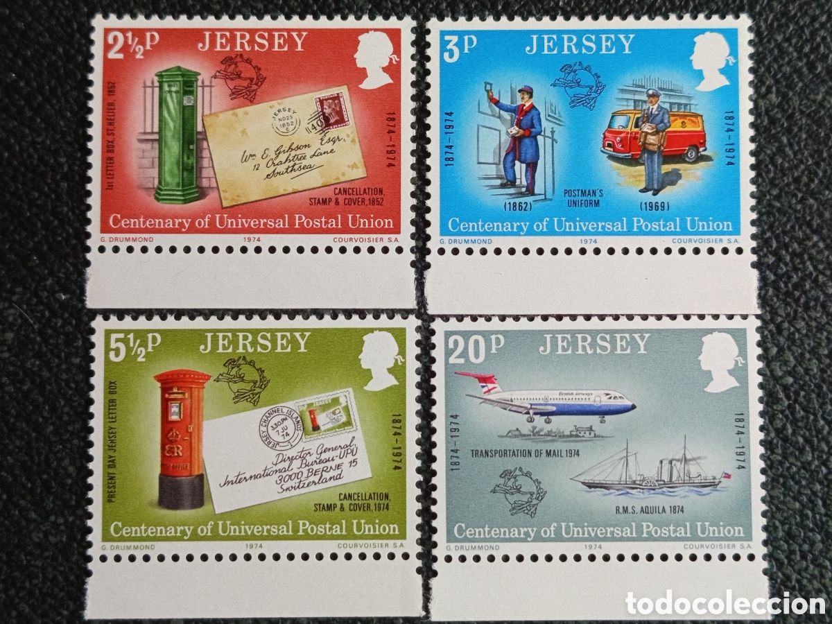 Sellos: Lote Sellos Jersey 1974 Centenario UPU Serie Completa MNH - Sassone 99/102