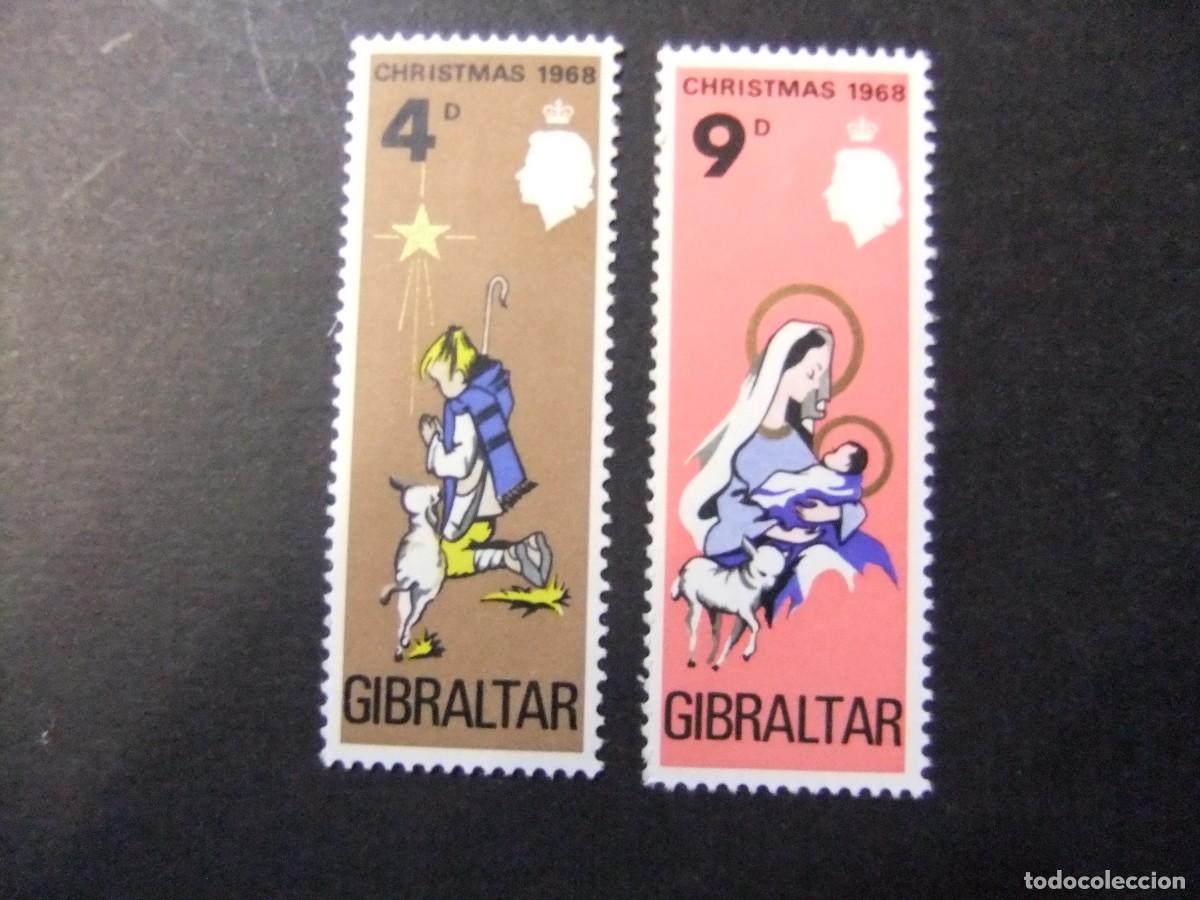Sellos: 2 GIBRALTAR 1968 / CHRISTMAS NO&Euml;L NAVIDAD / YVERT 215 / 216 MNH