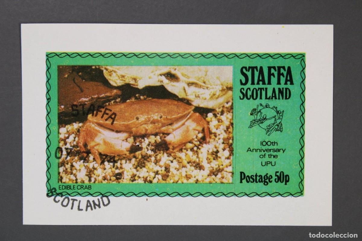 Sellos: GB LOCAL STAFFA 1974 SHEET USED MNH 100th ANIVERSARIO DE LA UPU FAUNA CANGREJOS CRABS CRABES KRABBEN