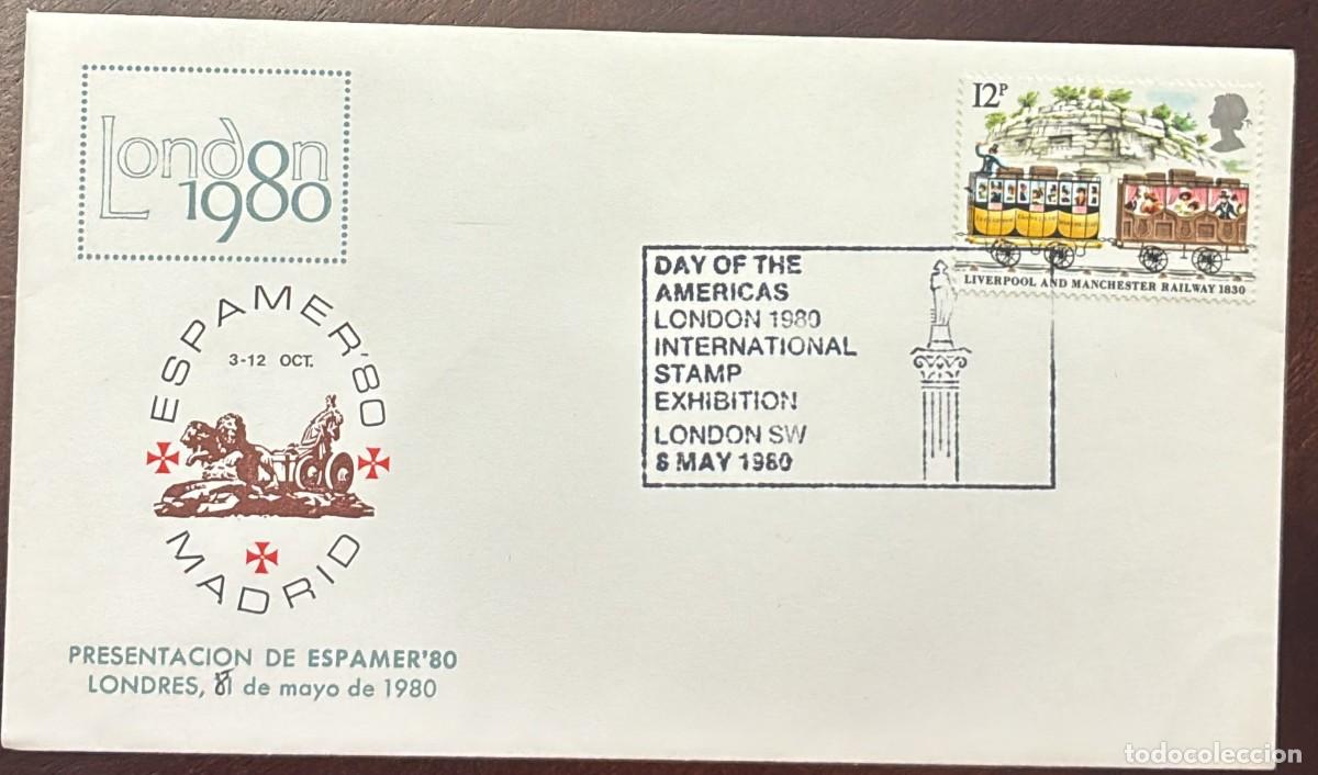 Sellos: TS.)1980, UNITED KINGDOM, LONDON, FIRST DAY COVER, WITH A COMMEMORATIVE PRE-PRINTED DESIGN FEATURING