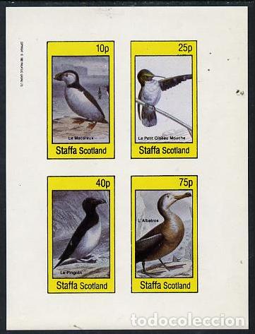 Sellos: GB LOCAL STAFFA 1982 SHEET MNH IMPERF FAUNA AVES BIRDS PAJAROS OISEAUX UCCELLI PASSAROS VOGELS