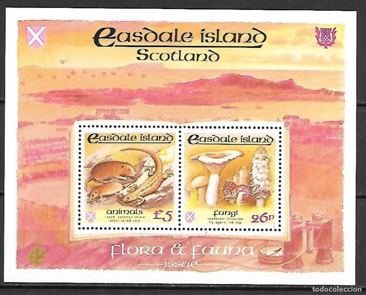Sellos: GB LOCAL EASDALE 1988 SHEET MNH COLOR FAUNA SETAS MUSHROOMS LAGARTOS LIZARDS ROEDORES RODENTS