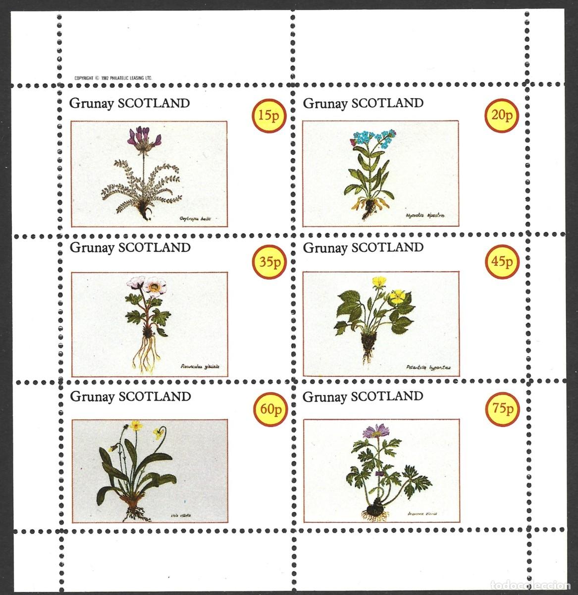 Sellos: GB LOCAL GRUNAY 1982 SHEET MNH FLORA FLOWERS FLEURS FLORES BLUMEN FIORI