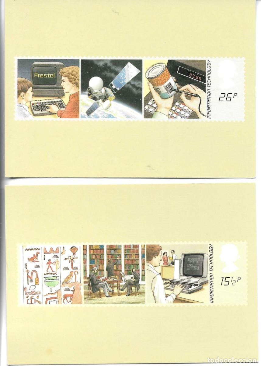Sellos: &rdquo;Information Technolo&rdquo; Lote de 2 Royal Mail tarjetas de sellos Serie PHQ (62b) emitidos 8 Sept 1992