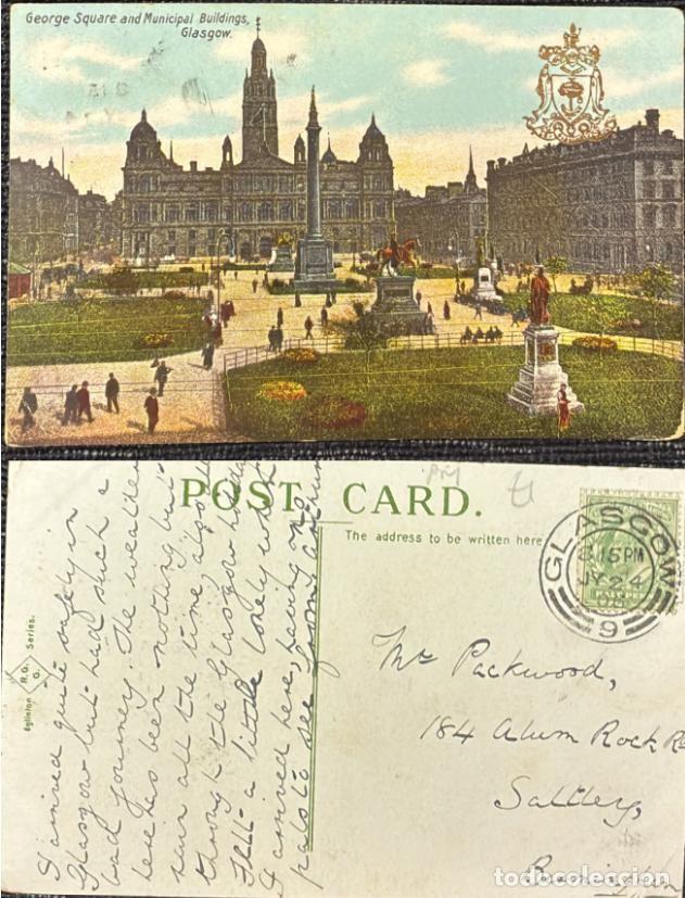 Sellos: TS.)1902, SCOTLAND, GLASGOW TO BIRMINGHAM, POSTCARD, PRE-PRINTED WITH A VINTAGE IMAGE (LATE 19TH OR