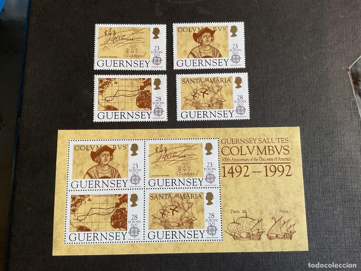 Sellos: GUERNSEY N&ordm; YVERT 560/3 + HB 15*** A&Ntilde;O 1992. EUROPA. 500 ANIVERSARIO DESCUBRIMIENTO AMERICA
