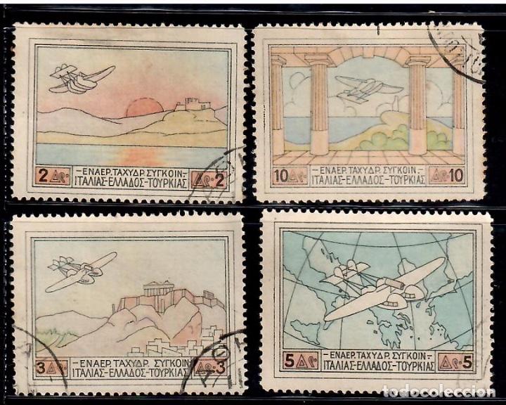 Sellos: GRECIA A&Eacute;REO 1 - 4 USADO - Foto 1