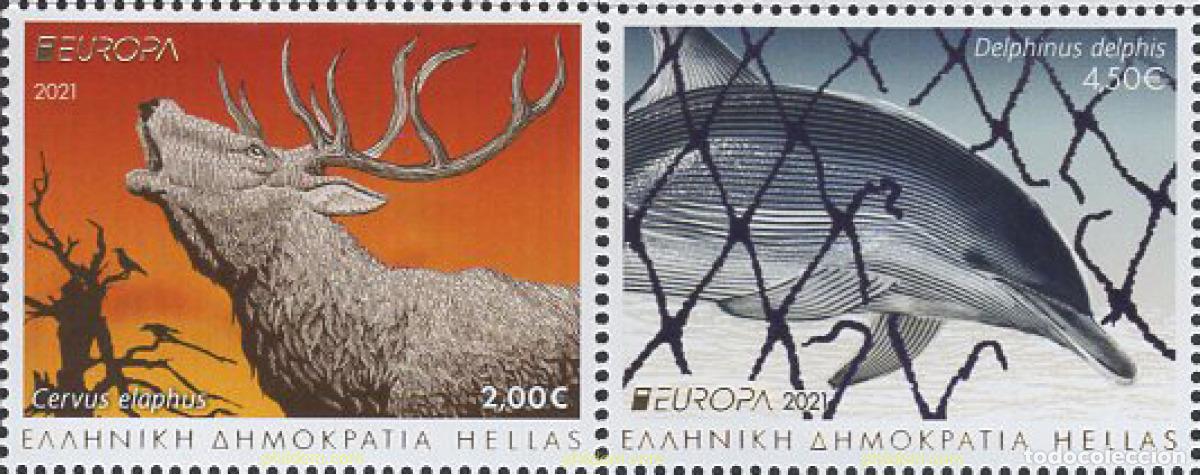 Sellos: 652839 MNH GRECIA 2021 EUROPA CEPT 2021 - FAUNA NACIONAL EN PELIGRO DE EXTINCION