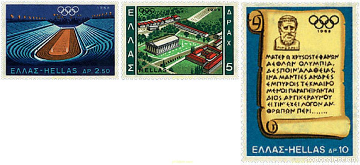 Sellos: 65998 MNH GRECIA 1968 19 JUEGOS OLIMPICOS VERANO MEXICO 1968