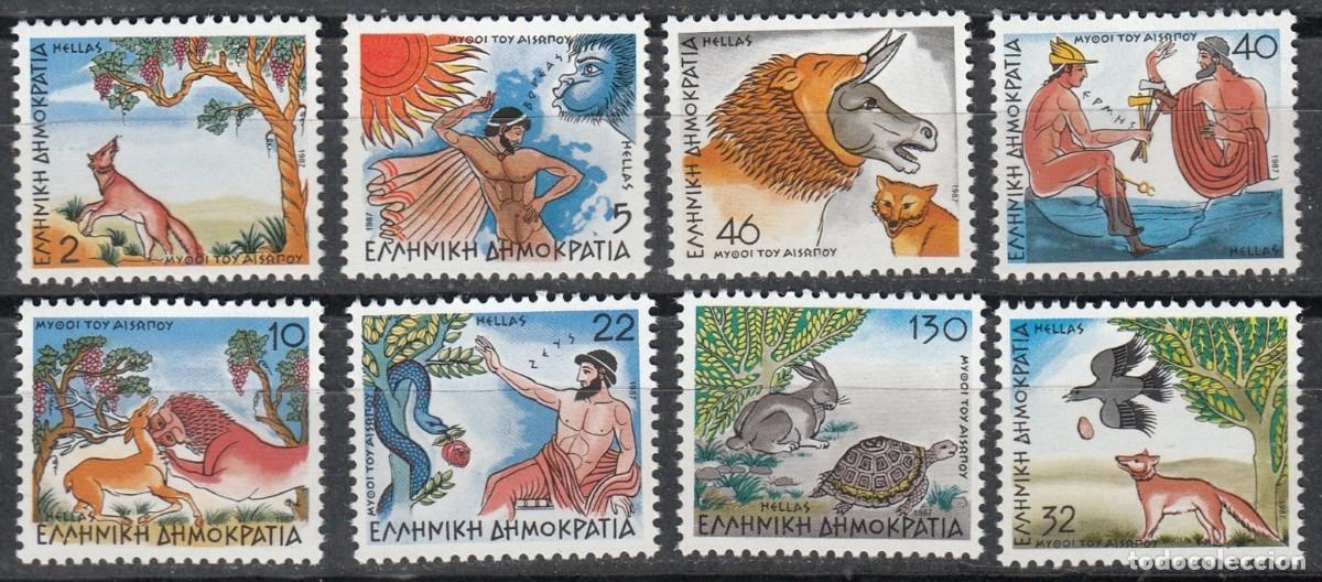 Sellos: GRECIA 1987 - LAS FABULAS DE ESOPO - DENTADO 4 LADOS - YVERT 1621/1628A**