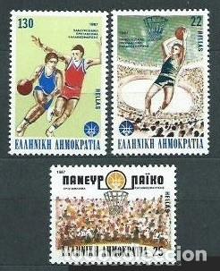 Sellos: GRECIA 1987 - CAMPEONATO DE EUROPA DE BALONCESTO - YVERT 1629/1631**