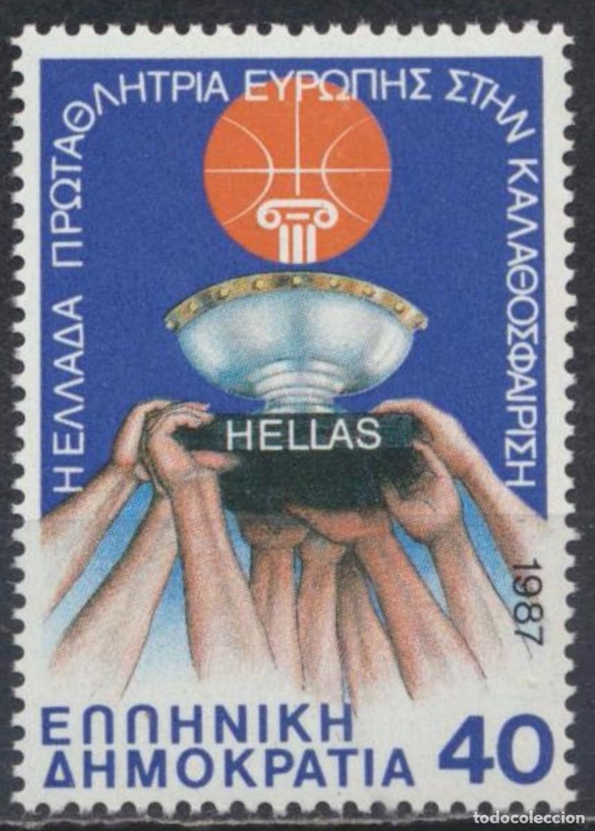 Sellos: GRECIA 1987 - CAMPEONATO DE EUROPA DE BALONCESTO - VICTORIA DE GRECIA - YVERT 1649**