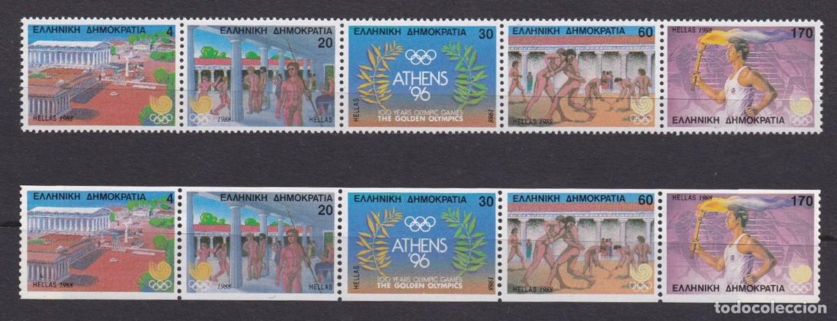 Sellos: GRECIA 1988 - JUEGOS OLIMPICOS DE SEUL '88 - YVERT 1669/1673(A+B)** DENTADO 2 Y 4 LADOS