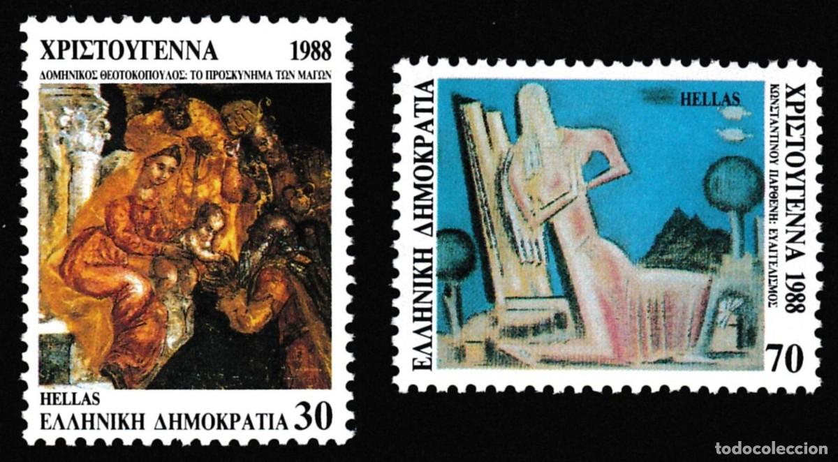 Sellos: GRECIA 1988 - NAVIDAD - NOEL - CHRISTMAS - YVERT 1697/1698(A)** DENTADO 4 LADOS