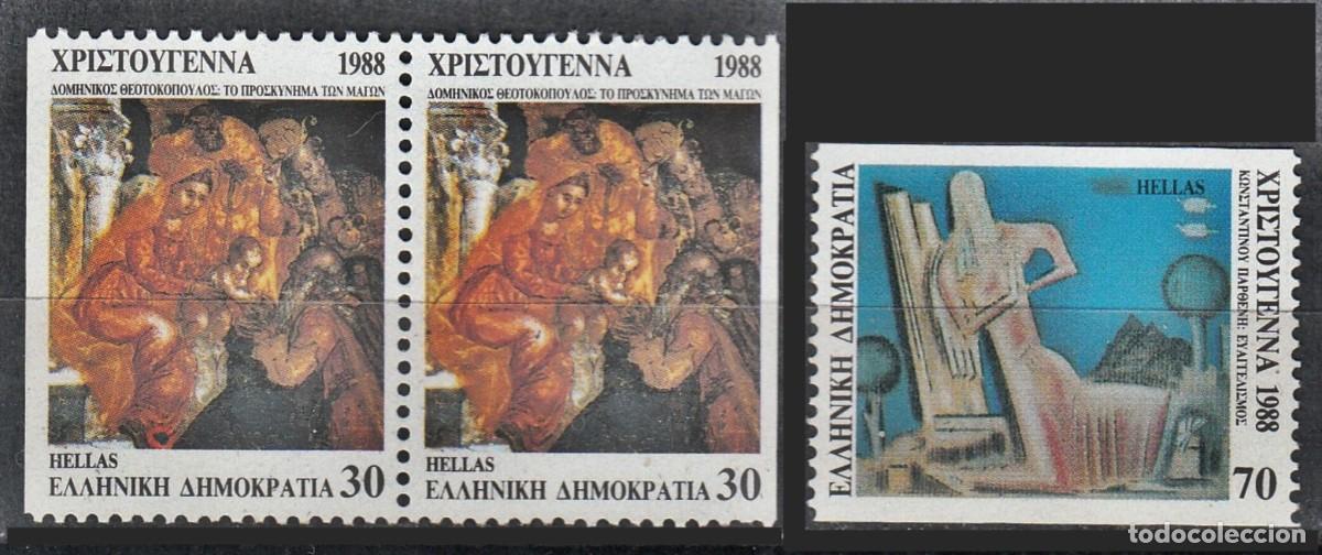 Sellos: GRECIA 1988 - NAVIDAD - NOEL - CHRISTMAS - YVERT 1697/1698(B)** DENTADO 2 LADOS
