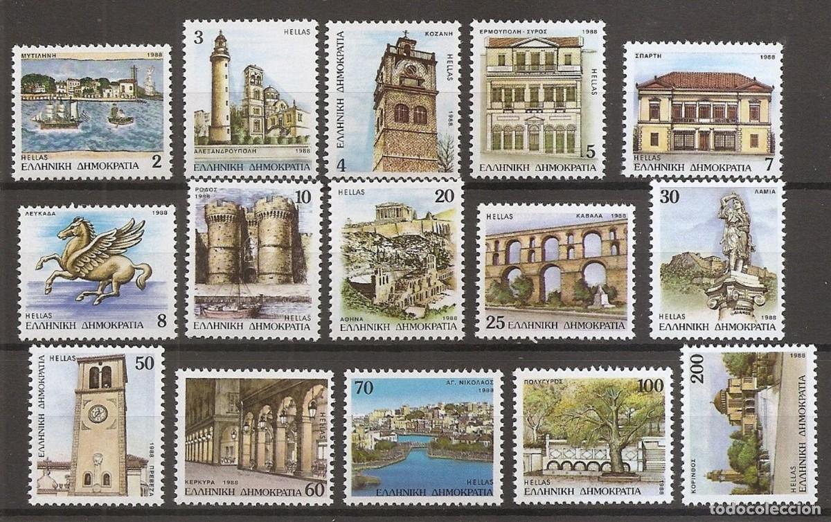 Sellos: GRECIA 1988 - VILLAS GRIEGAS - YVERT 1680/1694(A)** DENTADO 4 LADOS