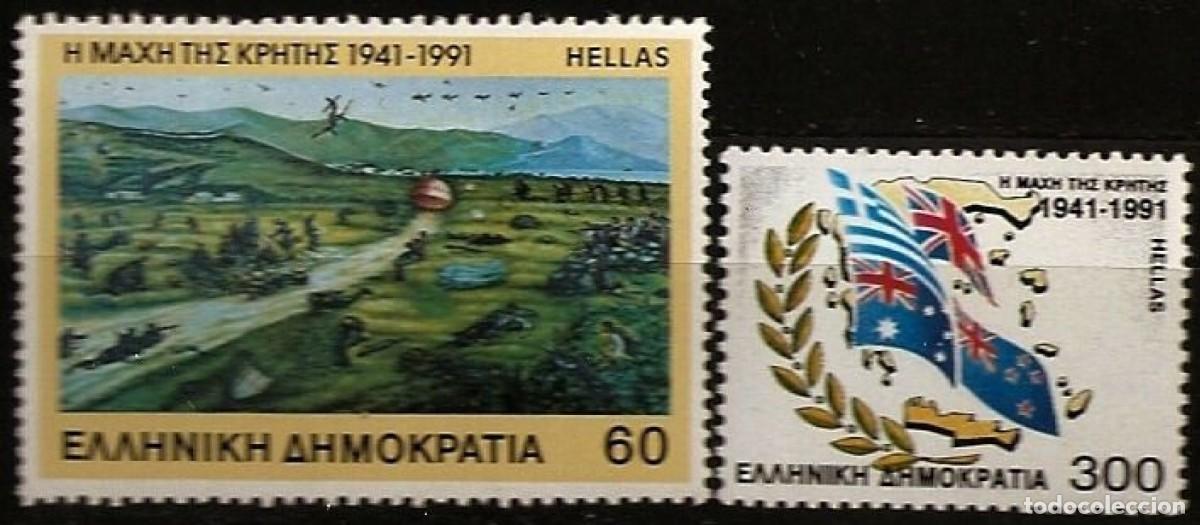 Sellos: GRECIA 1991 - 50 ANIVERSARIODE LA INVASION DE CRETA PPOR LOS NAZIS - YVERT 1767/1768**