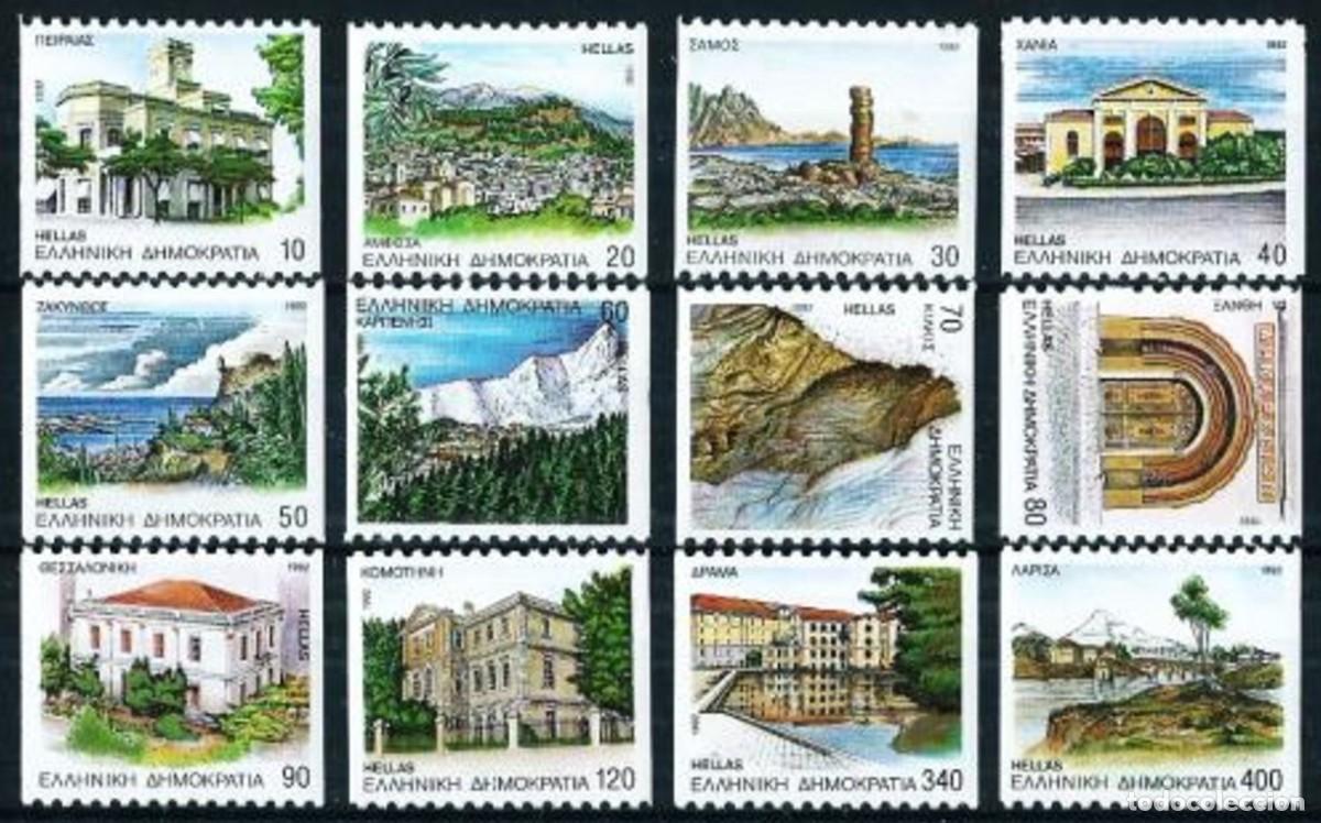 Sellos: GRECIA 1992 - VILLAS GRIEGAS - YVERT 1800/1811(B)** DENTADO A DOS LADOS