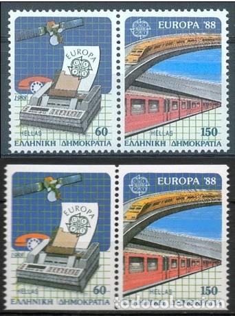 Sellos: GRECIA 1988 - EUROPA CEPT - YVERT 1665/1668** DENTADO 2 Y 4 LADOS
