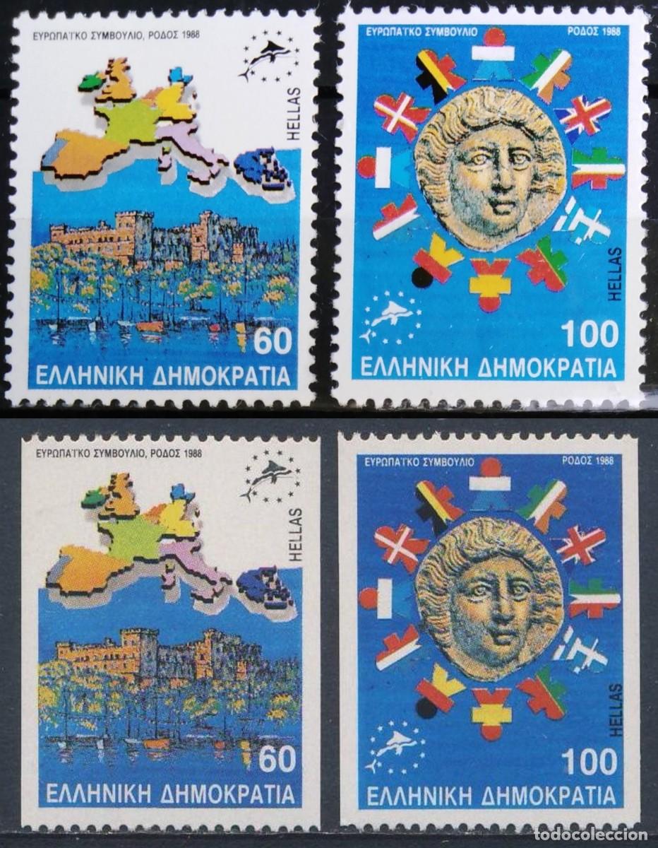 Selos: GRECIA 1988 - REUNION DEL CONSEJO DE EUROPA EN RODAS - YVERT 1695/1696(A+B)** DENTADO 2 y 4 LADOS