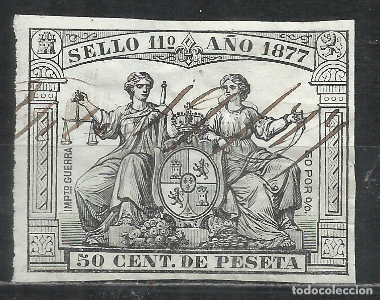 Sellos: 9- SELLO FISCAL CLASICO 1877 TIPO ADHESIVO ESCUDO A COLOR. POLIZA.TIMBRE, IMAGEN NEOCL&Aacute;SICO.
