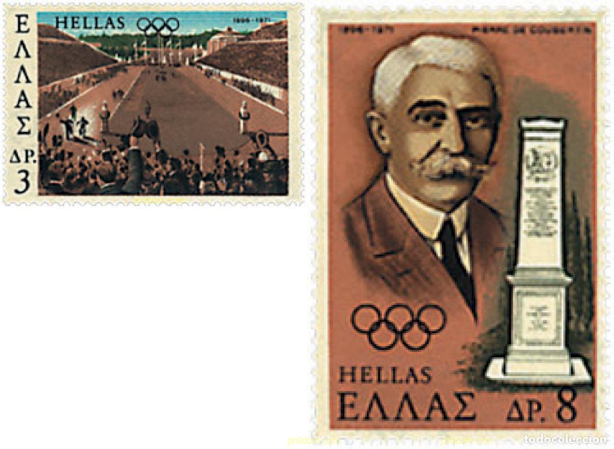 Sellos: 66006 MNH GRECIA 1971 75 ANIVERSARIO DE LOS JUEGOS OLIMPICOS MODERNOS