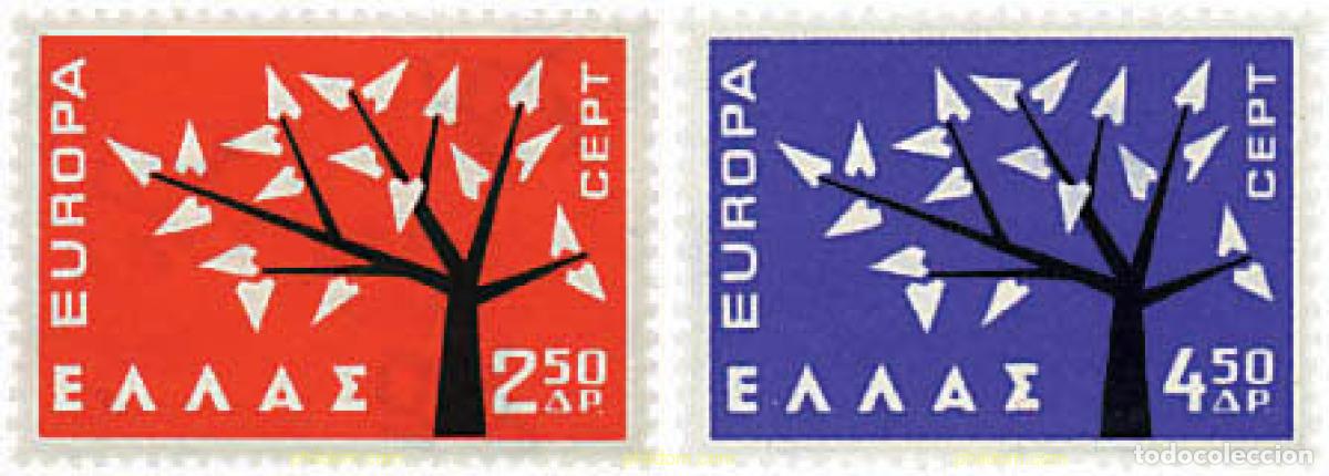 Sellos: 62068 MNH GRECIA 1962 EUROPA CEPT. ARBOL CON 19 HOJAS