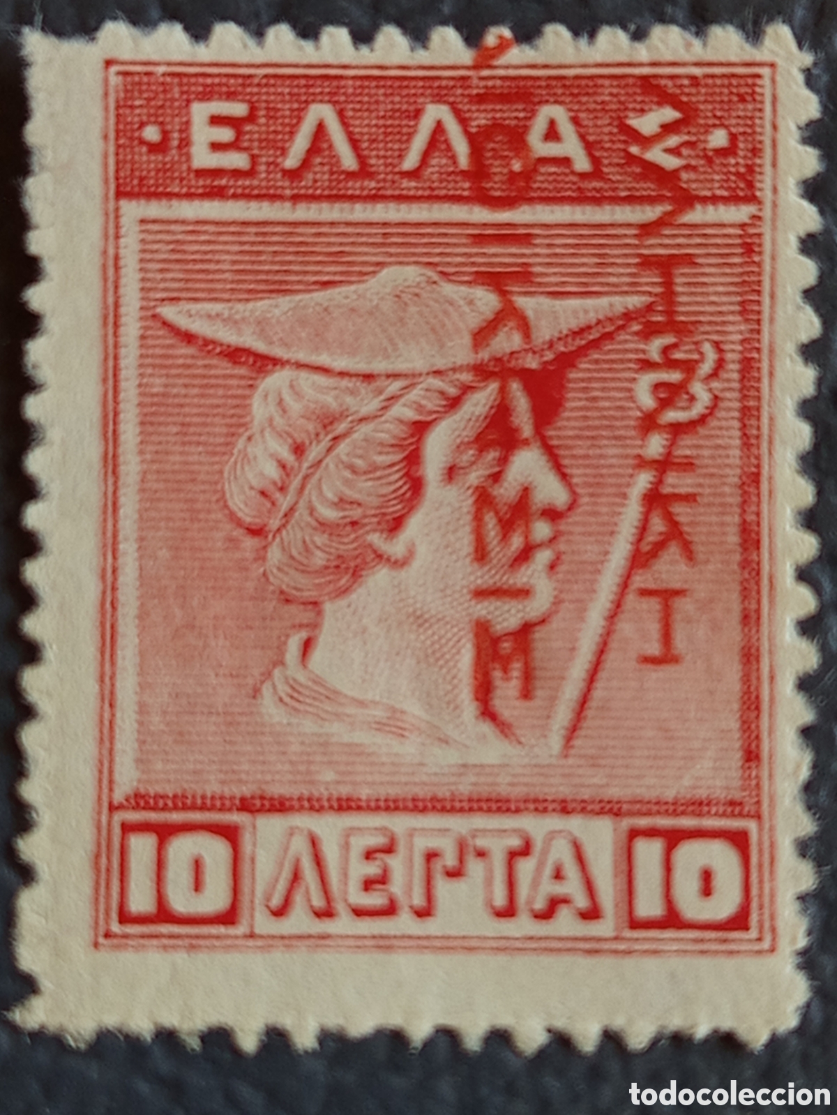 Sellos: Creta 1909 Hermes 10 Lepta Sobrecarga &Epsilon;&Lambda;&Lambda;&Alpha;&Sigma; Hellas.66 MH Grecia
