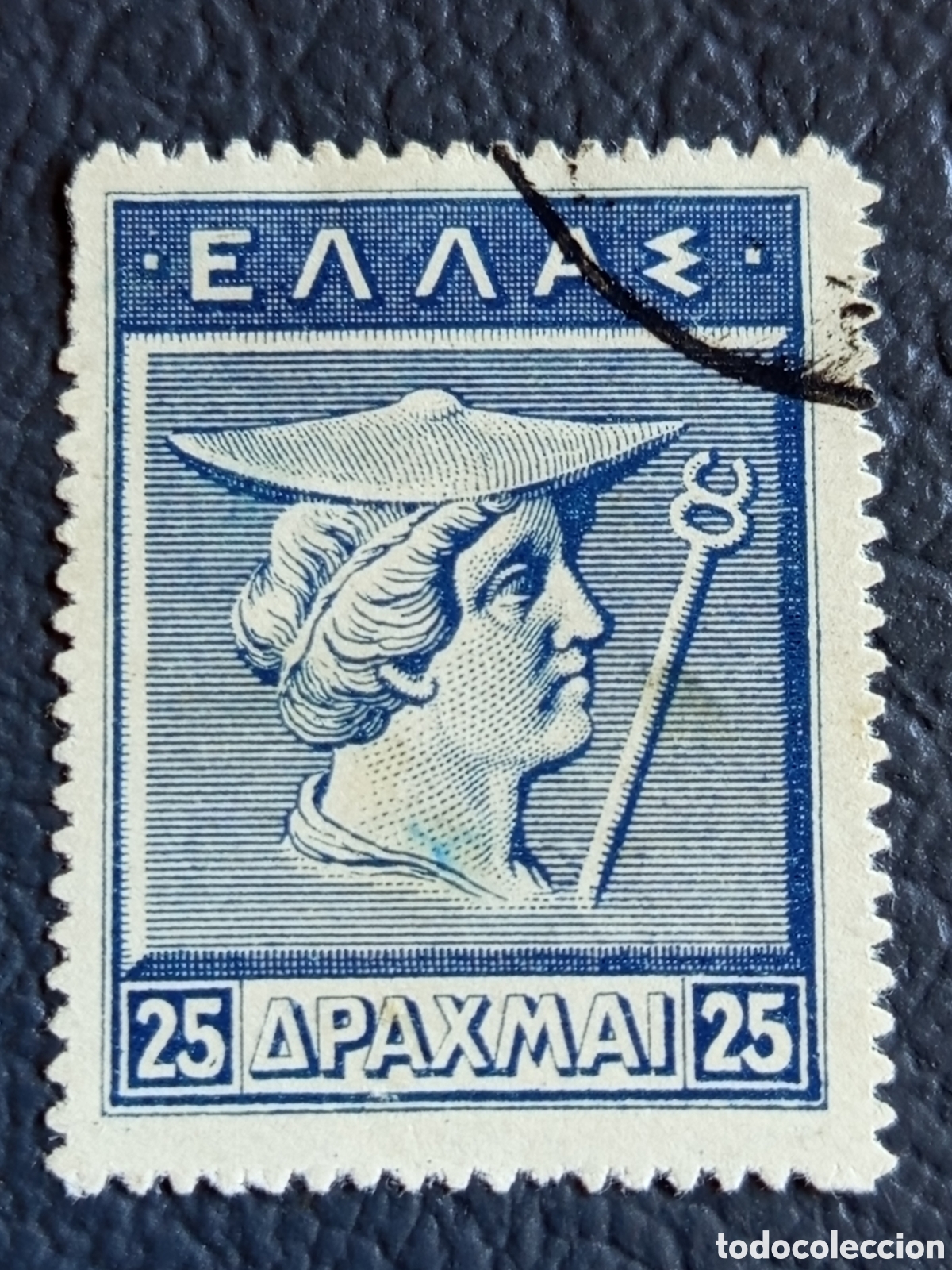 Sellos: Grecia 1911 Hermes Grabado 25 Dracmas Azul Mi.162 Usado