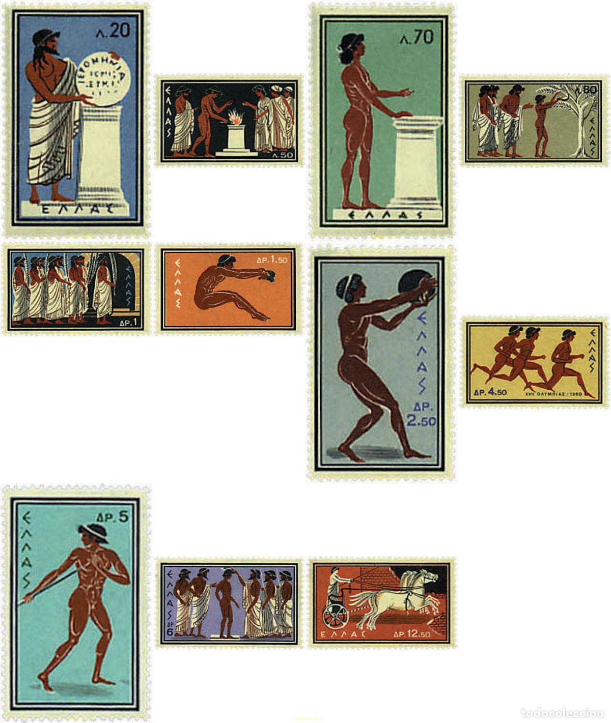 Sellos: 654877 HINGED GRECIA 1960 17 JUEGOS OLIMPICOS VERANO ROMA 1960