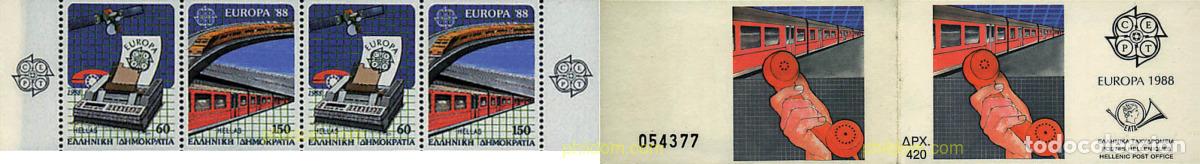 Sellos: 2365 MNH GRECIA 1988 EUROPA CEPT. TRANSPORTE Y MEDIOS DE COMUNICACION