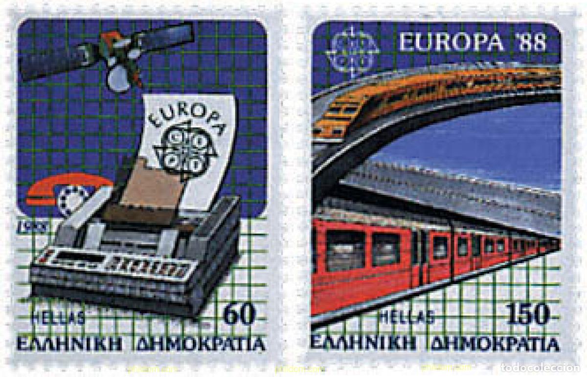 Sellos: 77284 MNH GRECIA 1988 EUROPA CEPT. TRANSPORTE Y MEDIOS DE COMUNICACION