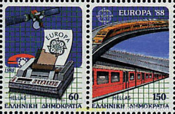 Sellos: 320058 MNH GRECIA 1988 EUROPA CEPT. TRANSPORTE Y MEDIOS DE COMUNICACION