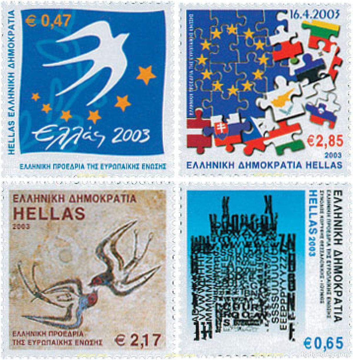 Sellos: 122233 MNH GRECIA 2003 PRESIDENCIA GRIEGA DE LA UNION EUROPEA