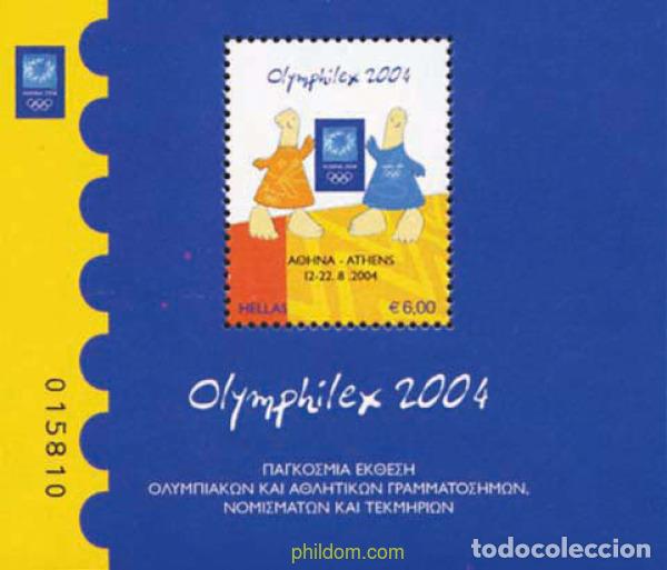 Sellos: 146844 MNH GRECIA 2004 OLYMPHILEX 2004. EXPOSICION INTERNACIONAL DE FILATELICA OLIMPICA