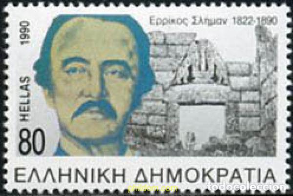 Sellos: 147668 MNH GRECIA 1990 CENTENARIO DE LA MUERTE DEL ARQUEOLOGO HEINRICH SCHLIEMANN