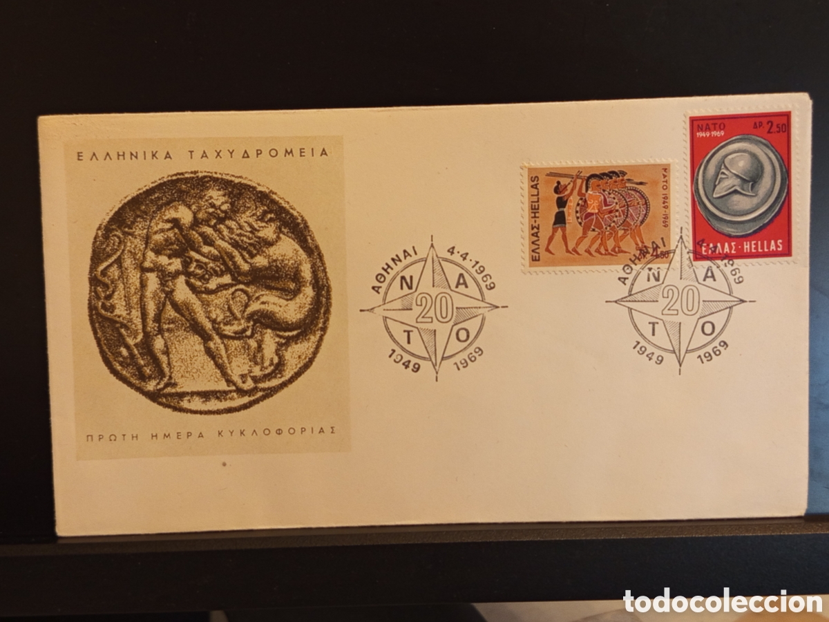 Sellos: T&iacute;tulo (78 caracteres): &rdquo;FDC Grecia NATO 1969 - 20&ordm; Aniversario - Atenas Primera D&iacute;a Circulaci&oacute;n&rdquo;